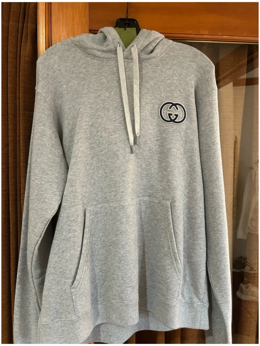 Gucci embroidered interlocking G jersey cotton hoodie size medium